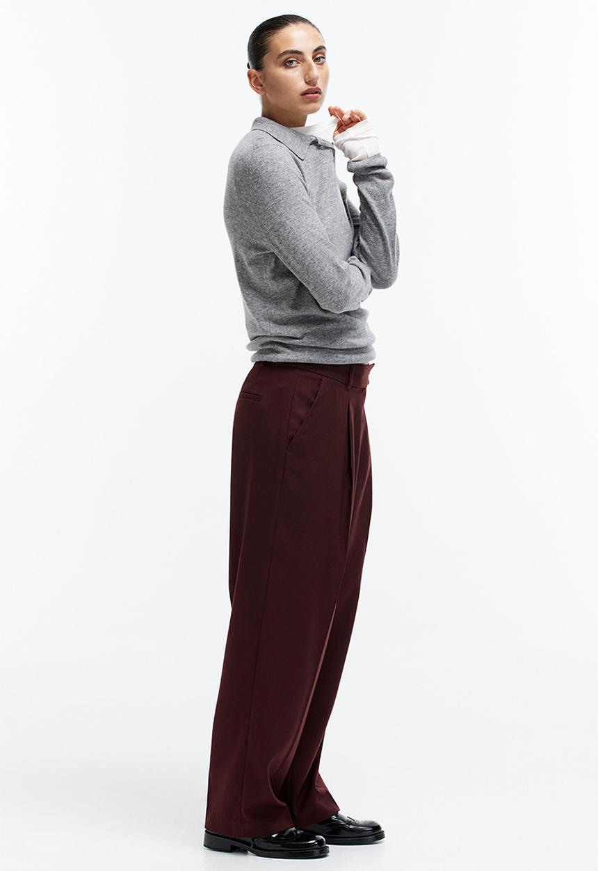 H&M - Straight trousers - burgundy 
