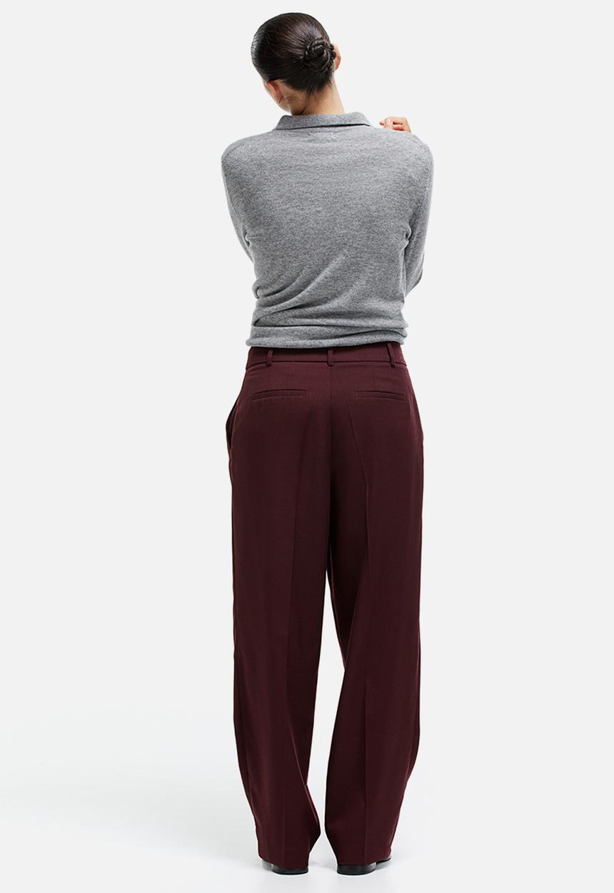 H&M - Straight trousers - burgundy 