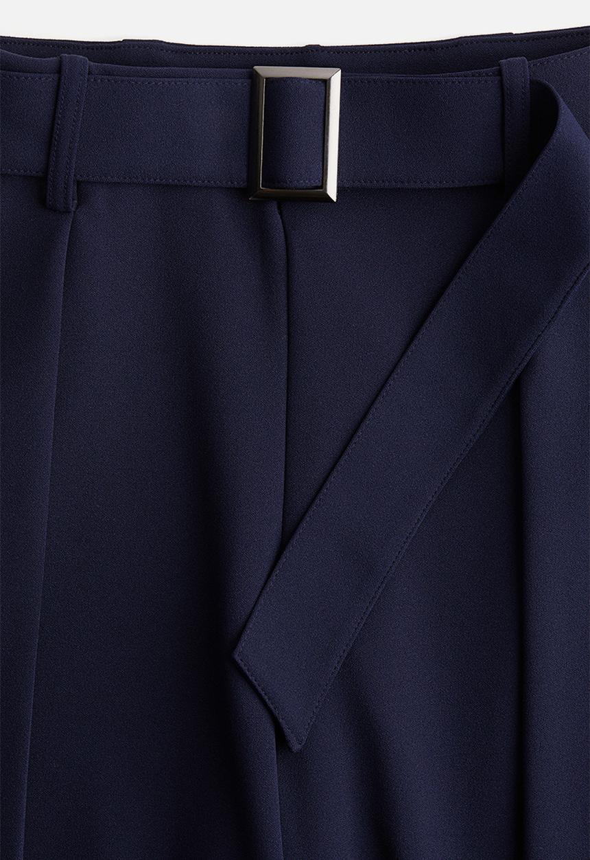 H&M - Wide belt-detail trousers - navy blue