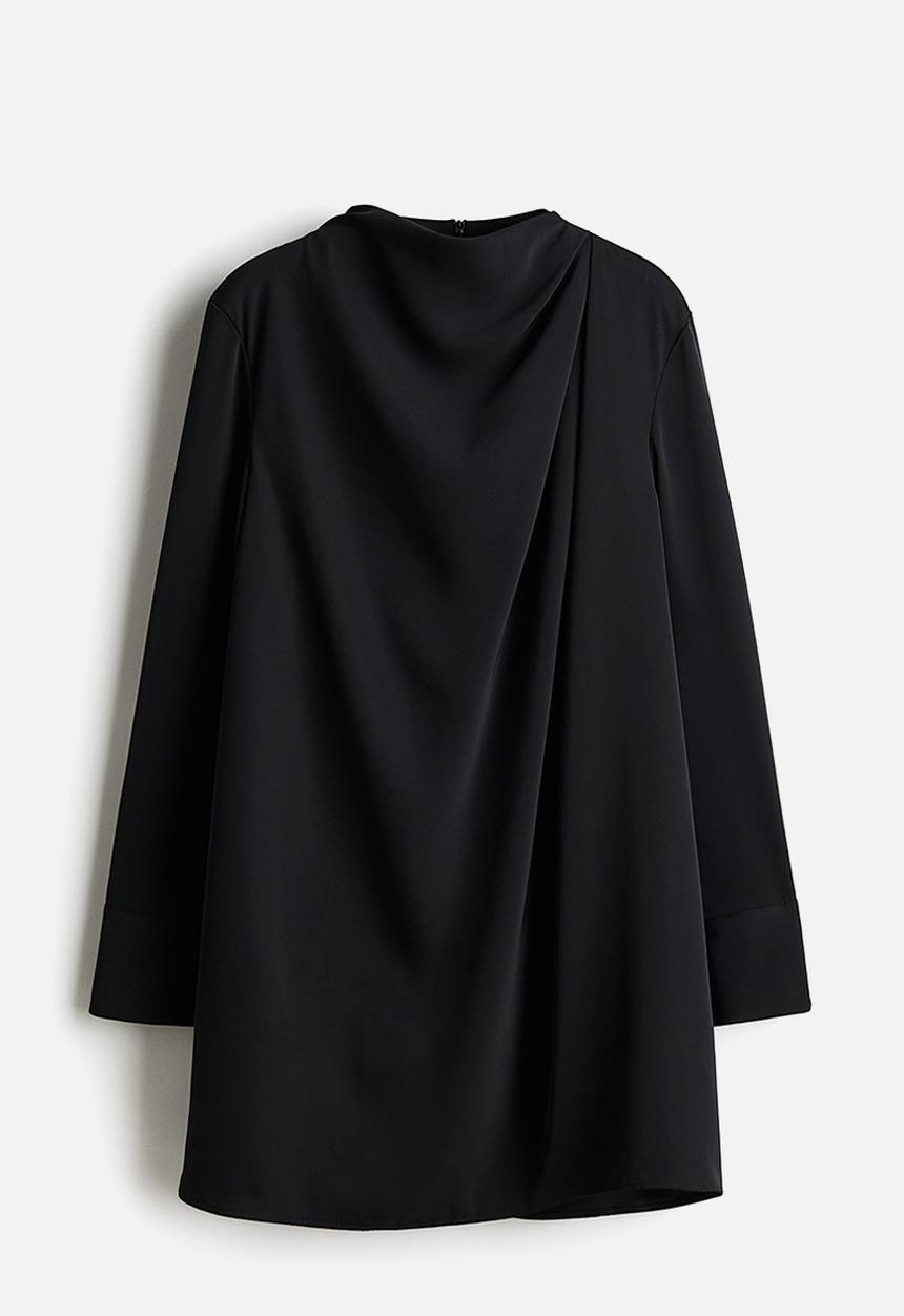 H&M - Draped twill dress - black