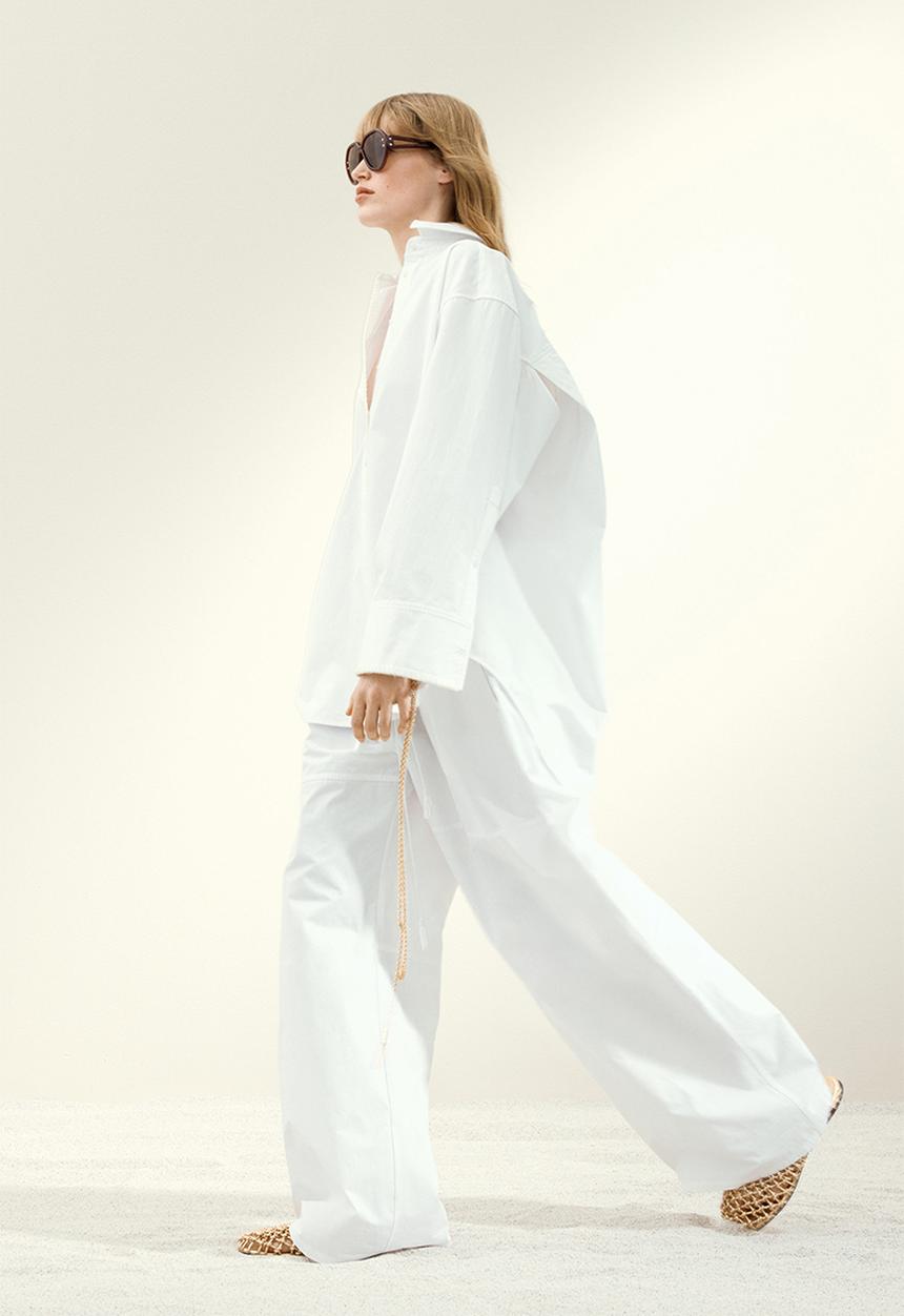H&M - H&M Studio: Stitching-detail cotton shirt - white
