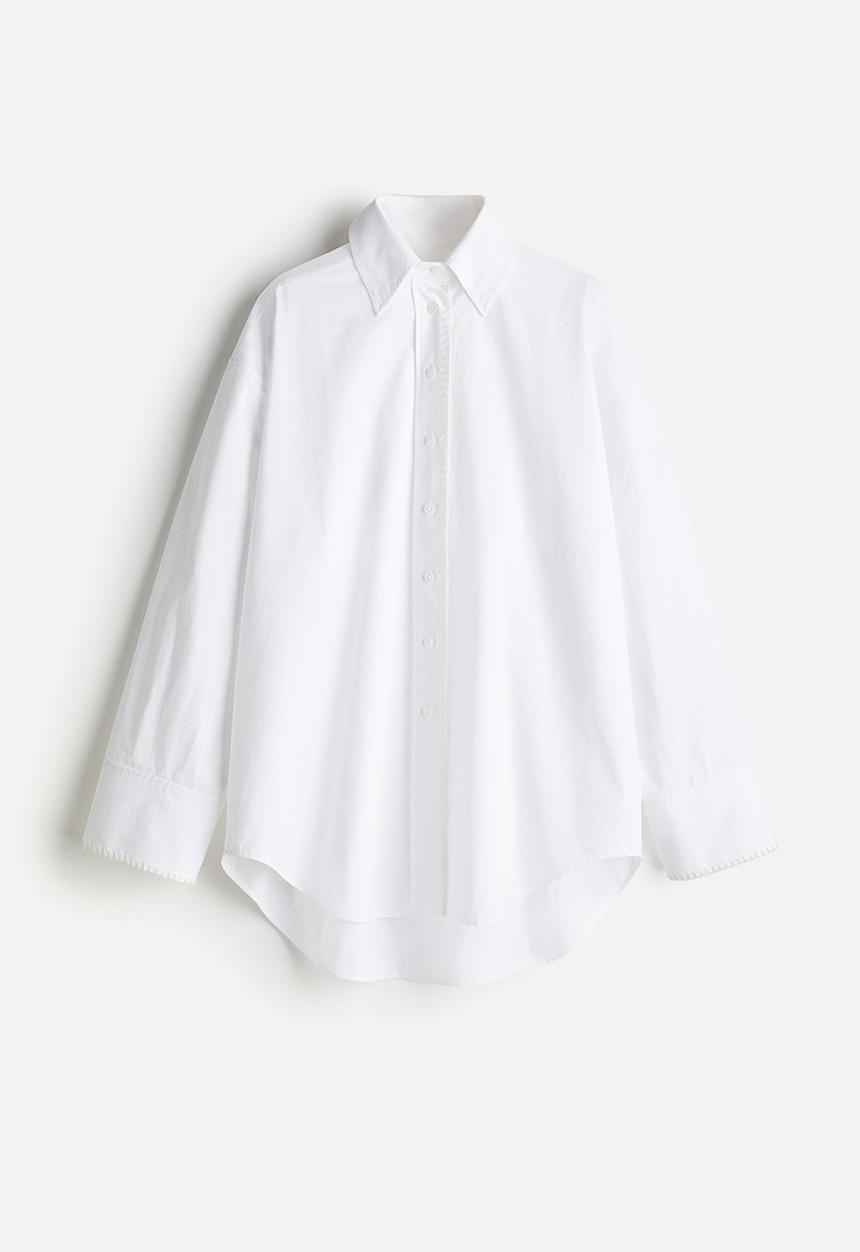 H&M - H&M Studio: Stitching-detail cotton shirt - white