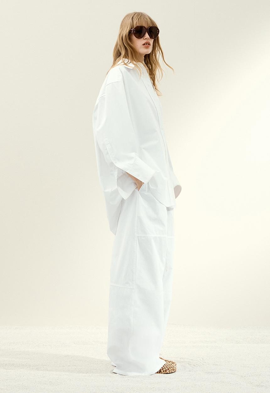 H&M - H&M Studio: Stitching-detail cotton shirt - white