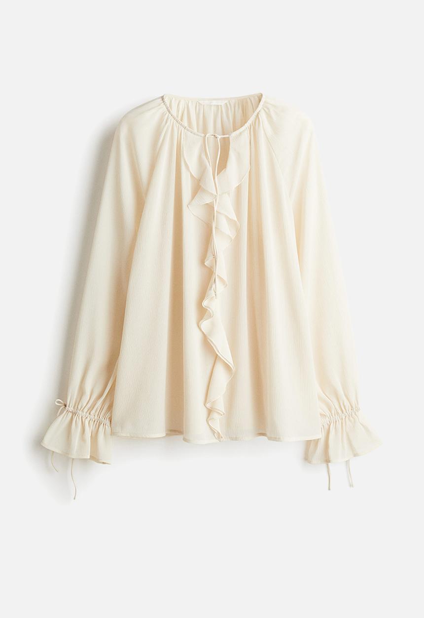 H&M - Frill-trimmed blouse - cream