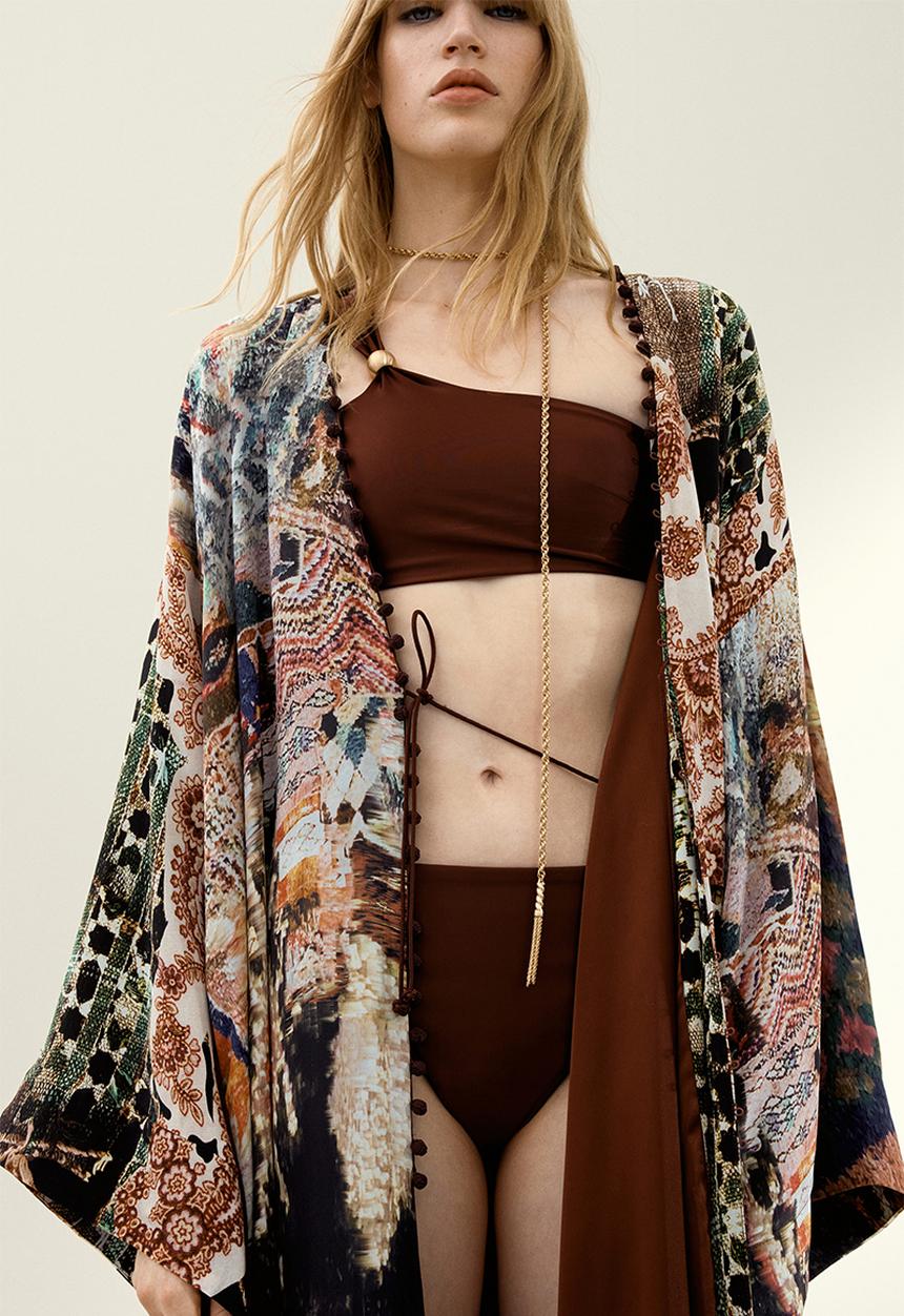 H&M - H&M Studio: Crêpe kaftan - brown/patterned