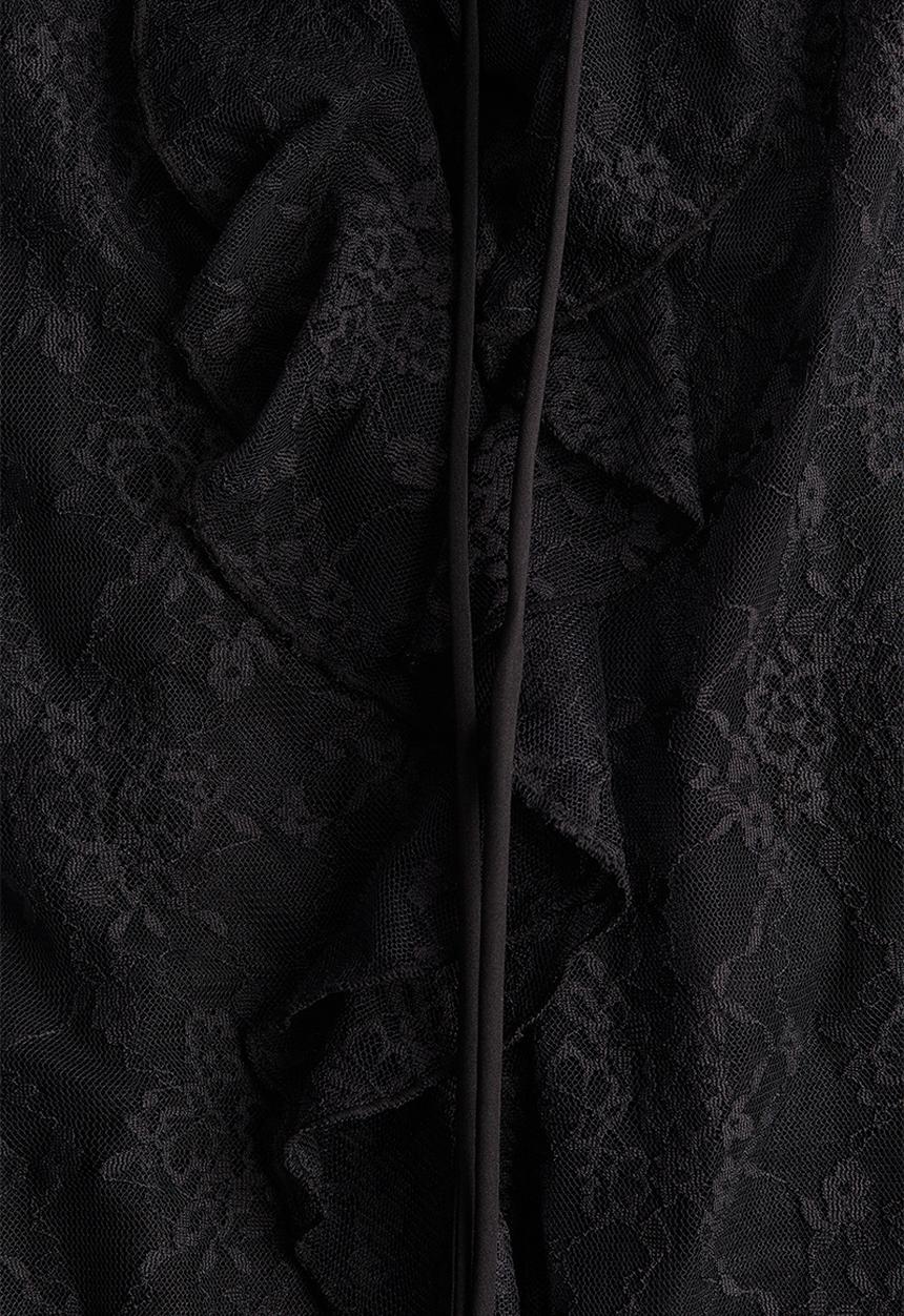 H&M - Frill-trimmed lace blouse - black