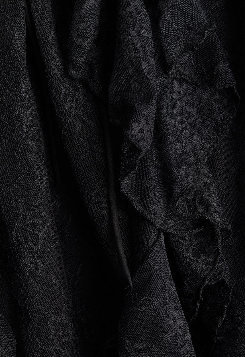 H&M - Flounce-trimmed lace dress - black