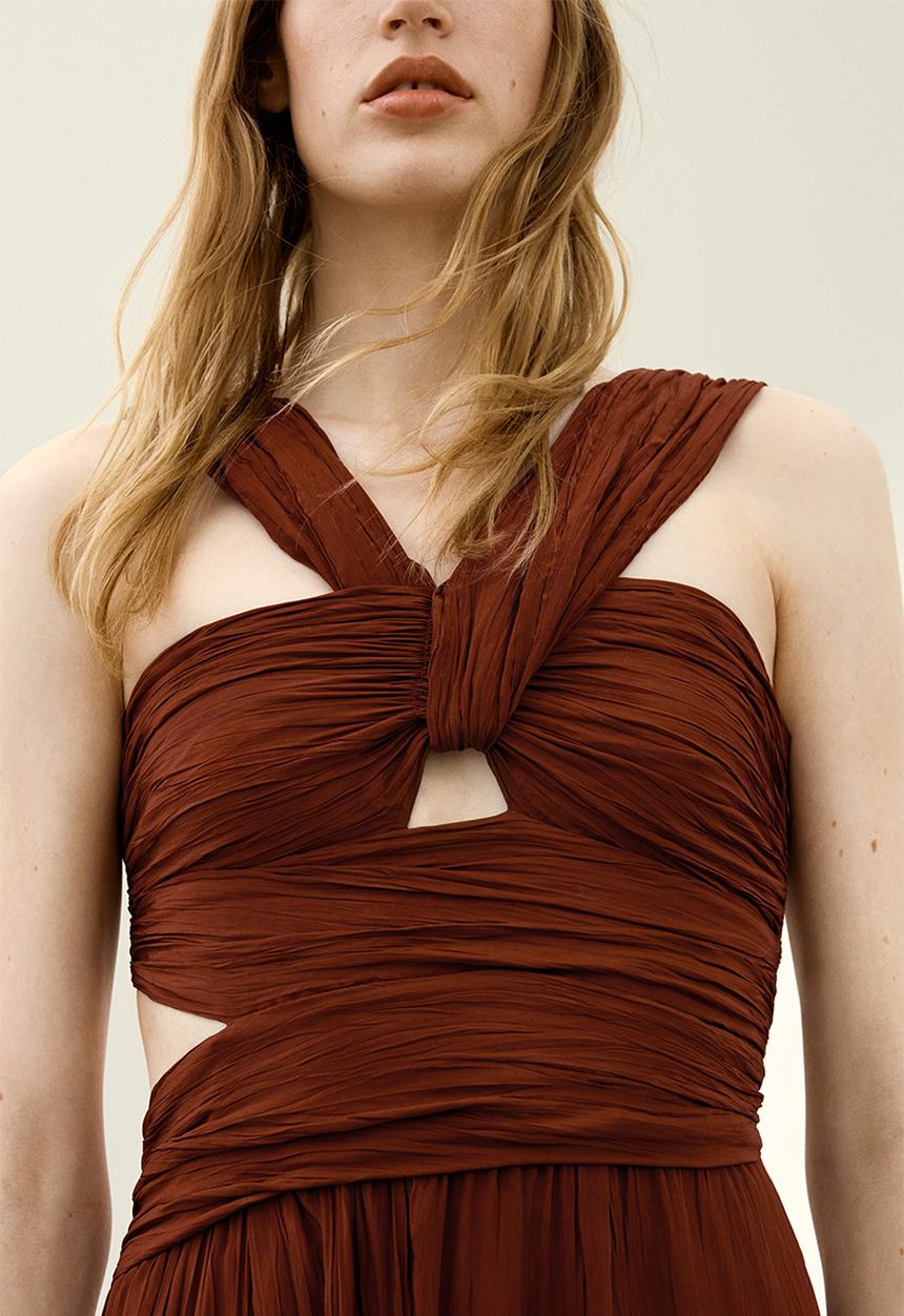 H&M - H&M Studio: Draped plisse dress - brown