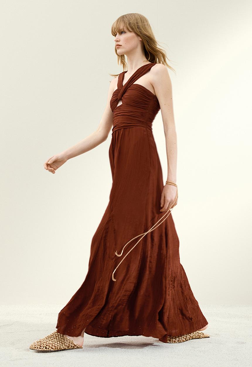 H&M - H&M Studio: Draped plisse dress - brown