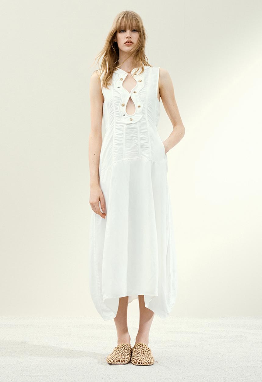 H&M - H&M Studio: A-line studded dress - white