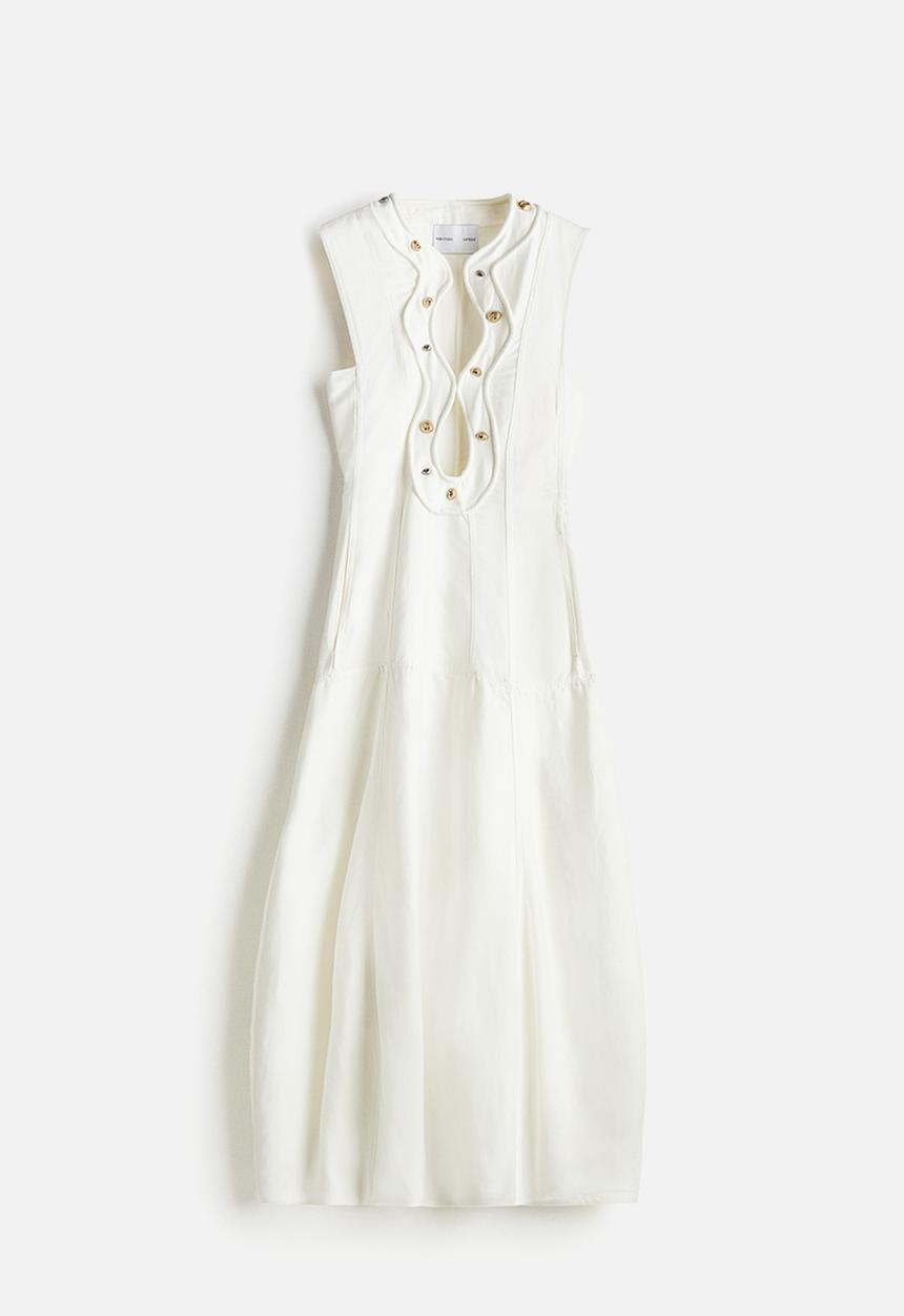 H&M - H&M Studio: A-line studded dress - white