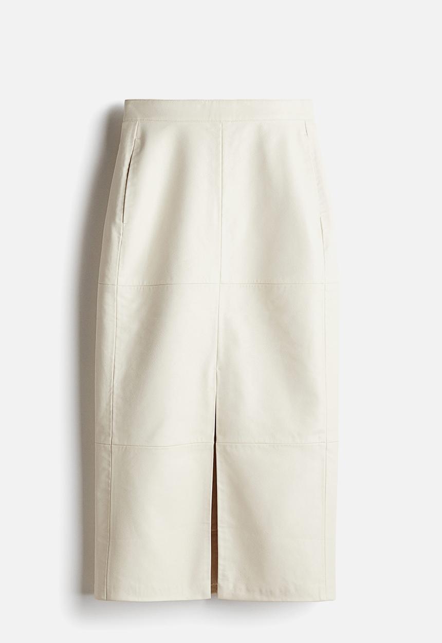 H&M - Coated pencil skirt - cream