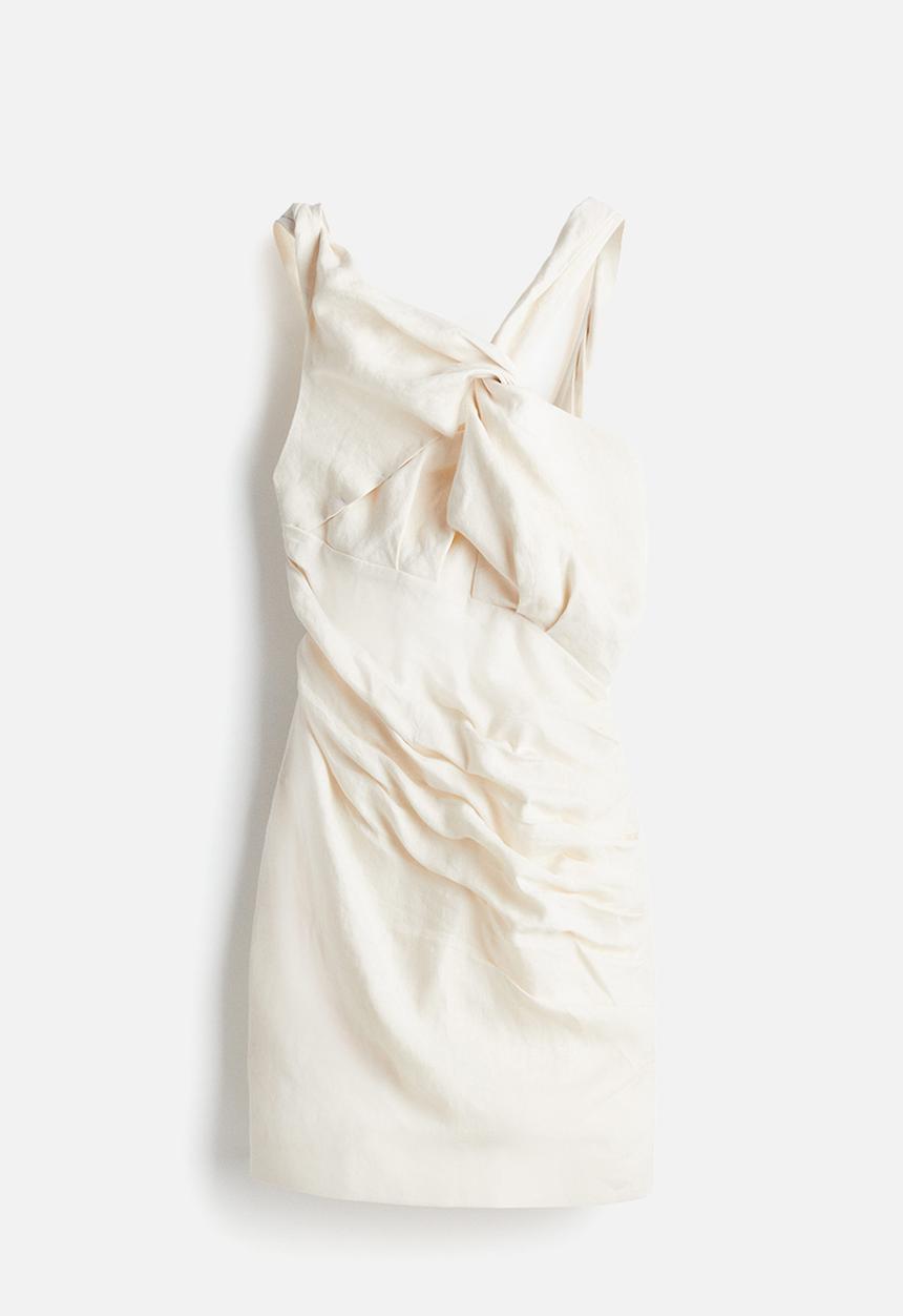H&M - H&M Studio: Asymmetric linen mini dress - cream 