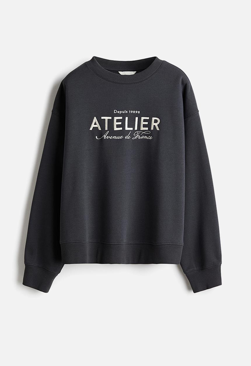 H&M - Text-motif sweatshirt - grey,multi