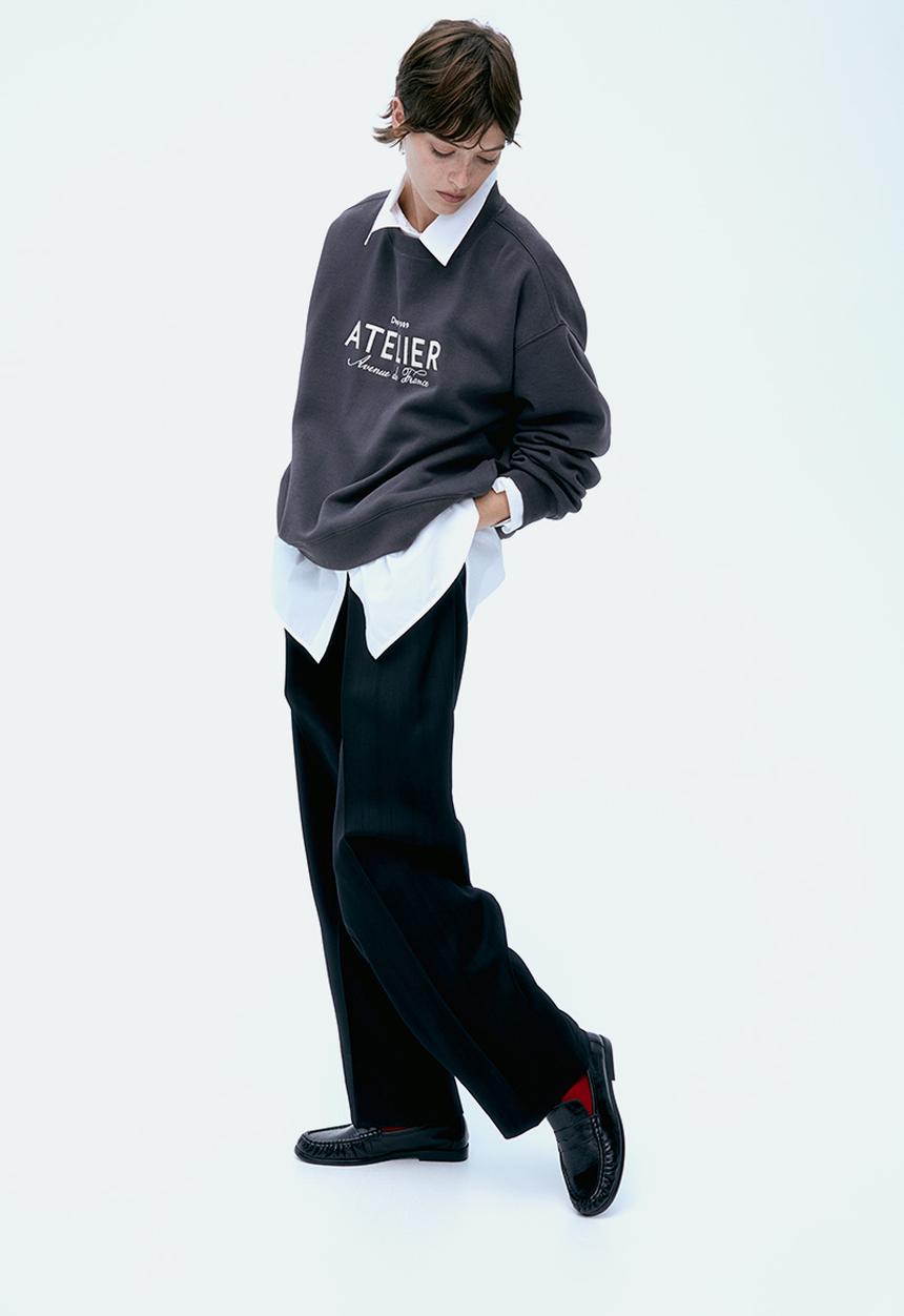 H&M - Text-motif sweatshirt - grey,multi