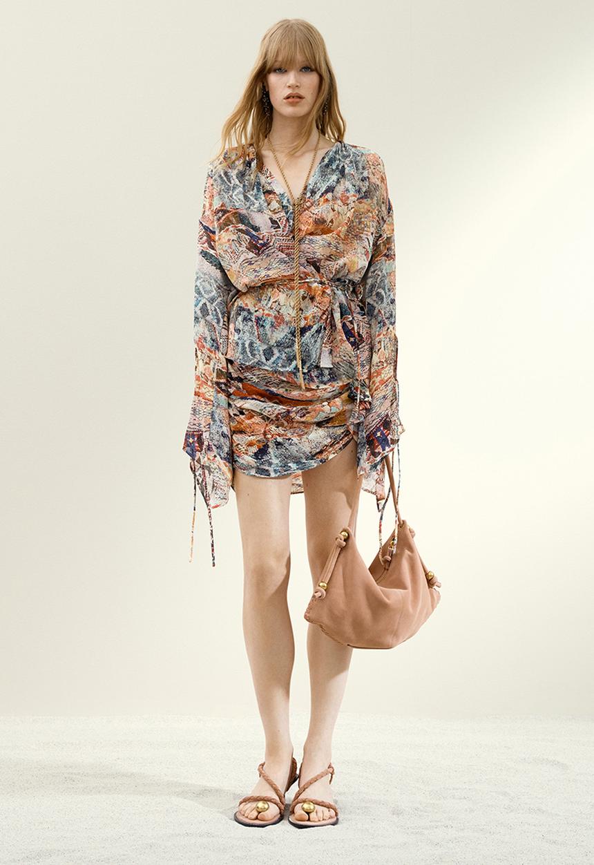 H&M - H&M Studio: Draped mini skirt - beige/patterned