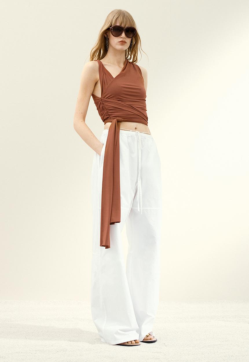 H&M - H&M Studio: Asymmetric wrap top - brown 