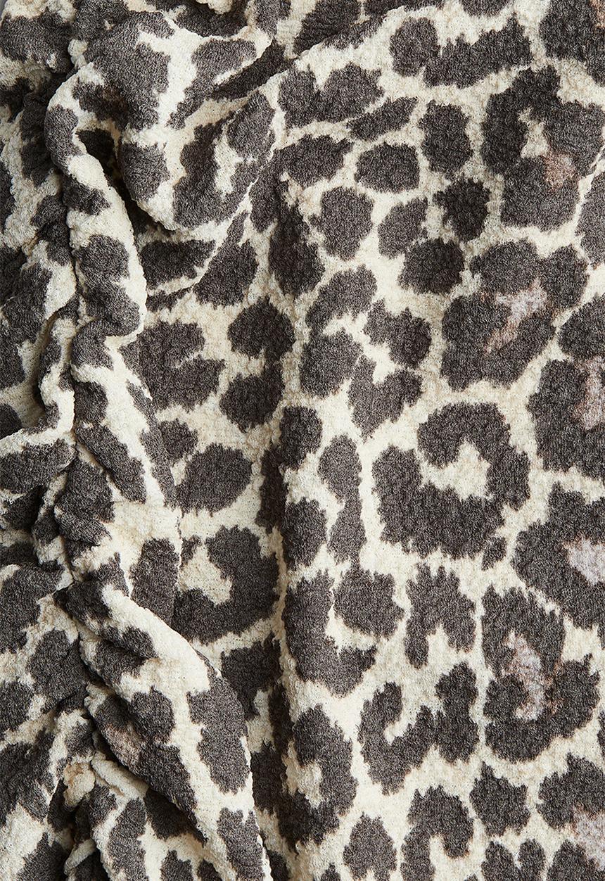 H&M - Boat-neck bodycon dress - light beige leopard print