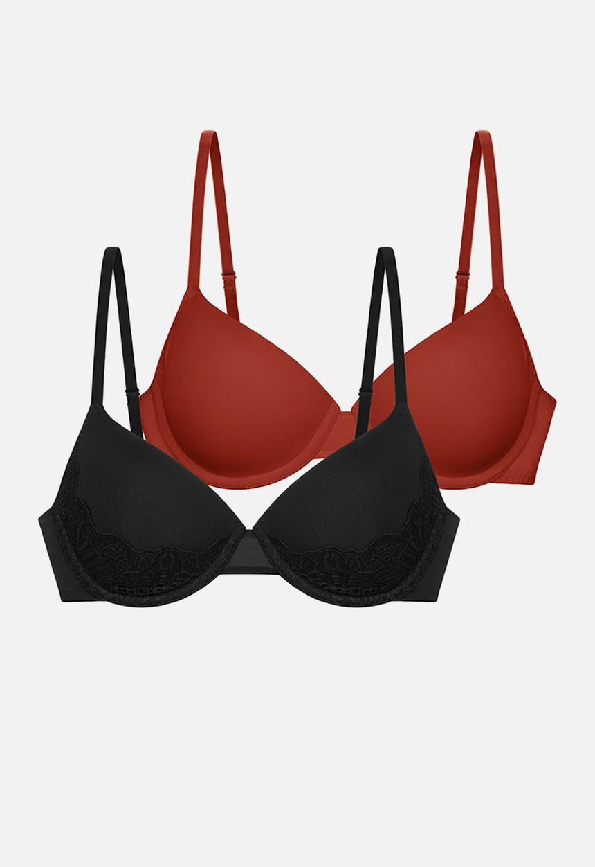 DORINA - Lorena Light padded demi - black/coral