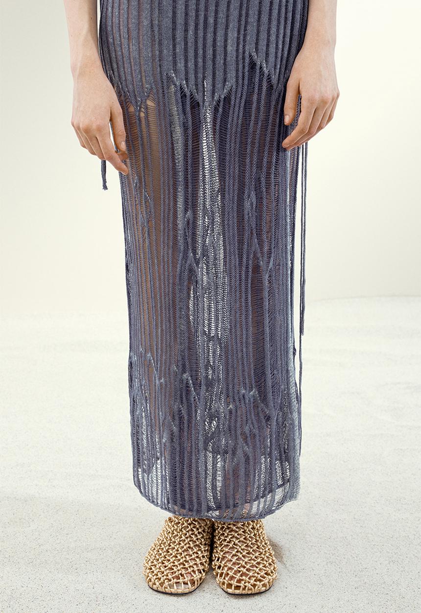 H&M - H&M Studio: Knitted wrap skirt - dusty blue