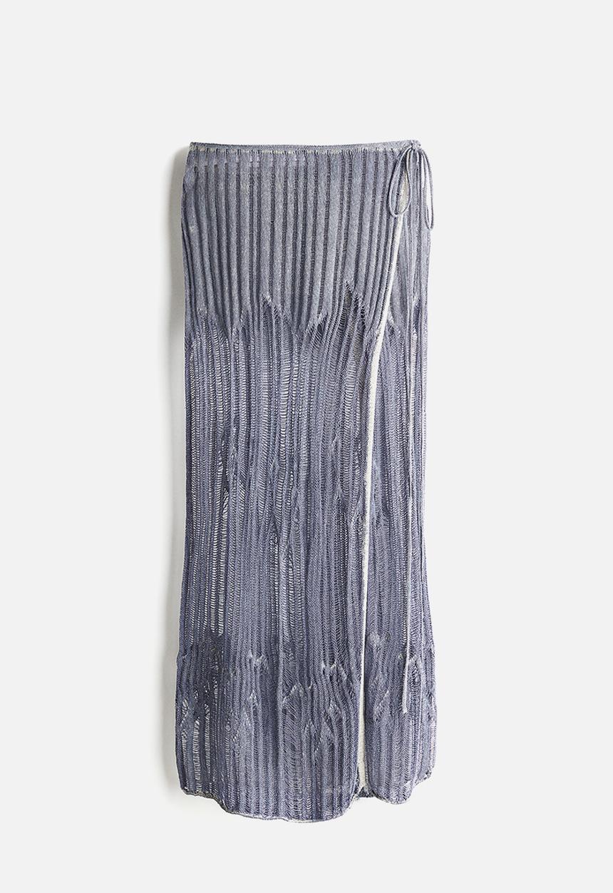 H&M - H&M Studio: Knitted wrap skirt - dusty blue