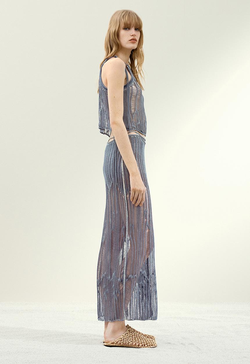 H&M - H&M Studio: Knitted wrap skirt - dusty blue
