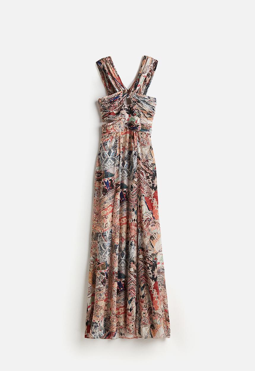 H&M - H&M Studio: Draped patterned dress - beige/patterned