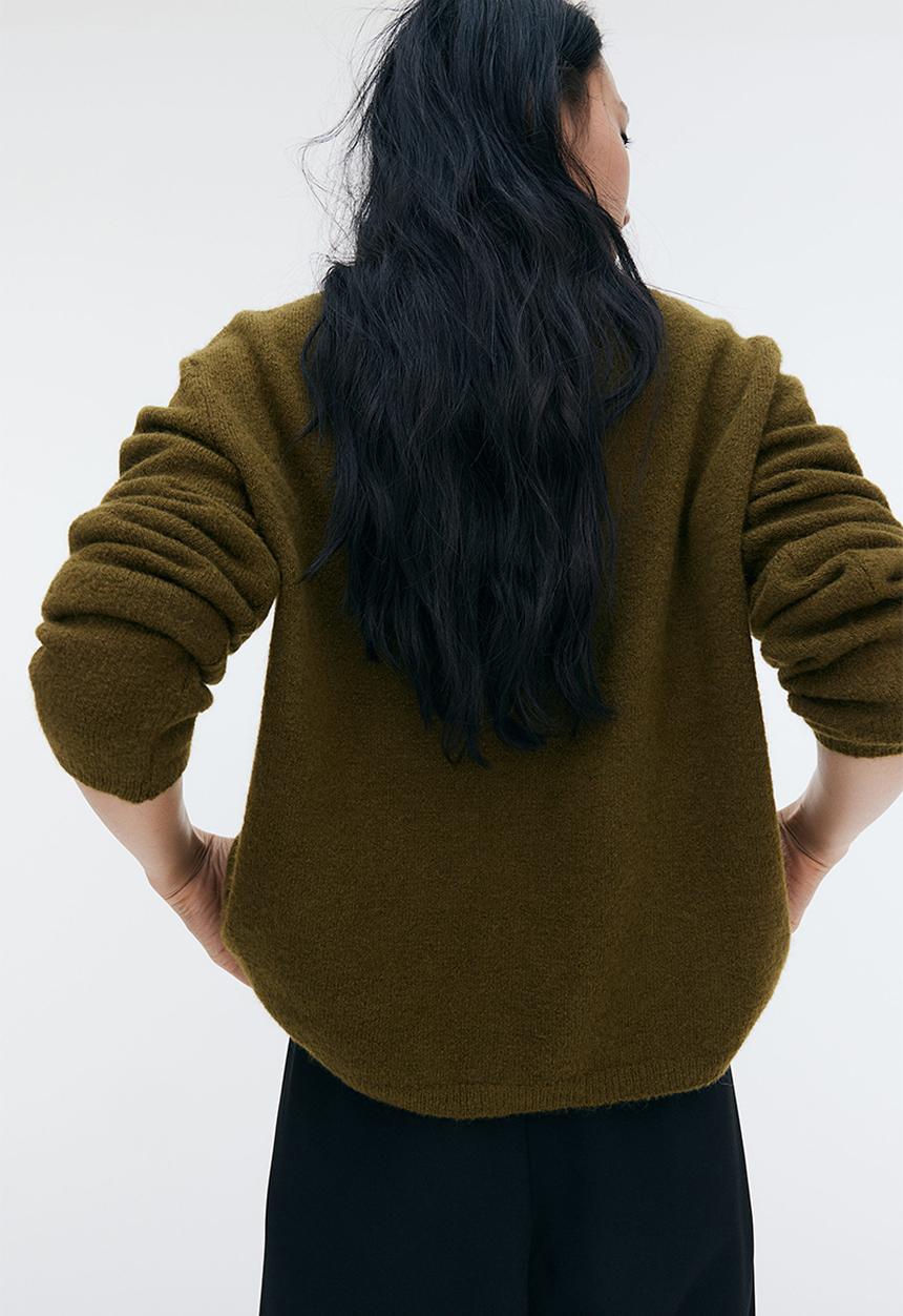 H&M - Loose-fit cardigan - dark khaki green
