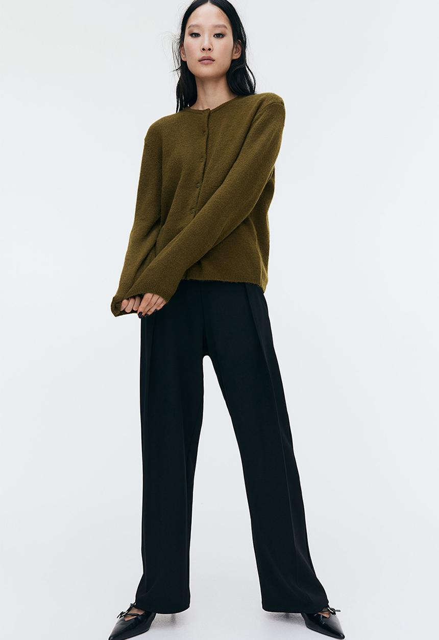 H&M - Loose-fit cardigan - dark khaki green