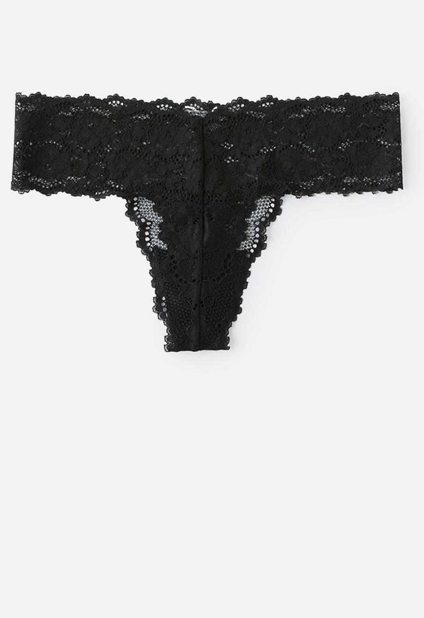 Cotton On - Everyday Lace G String Brief 2Pk - Black/Cream