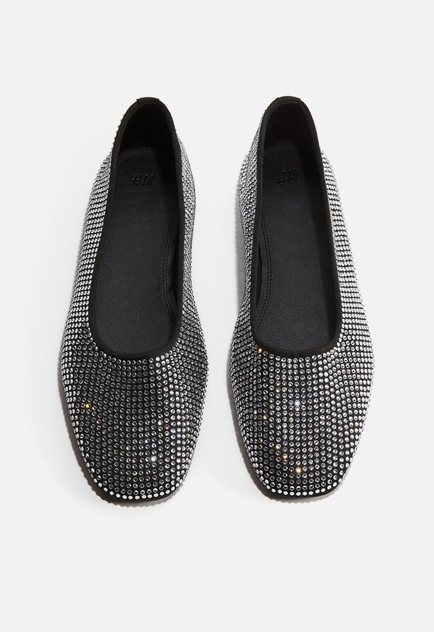 H&M - Rhinestone-embellished ballet pumps - black/silver