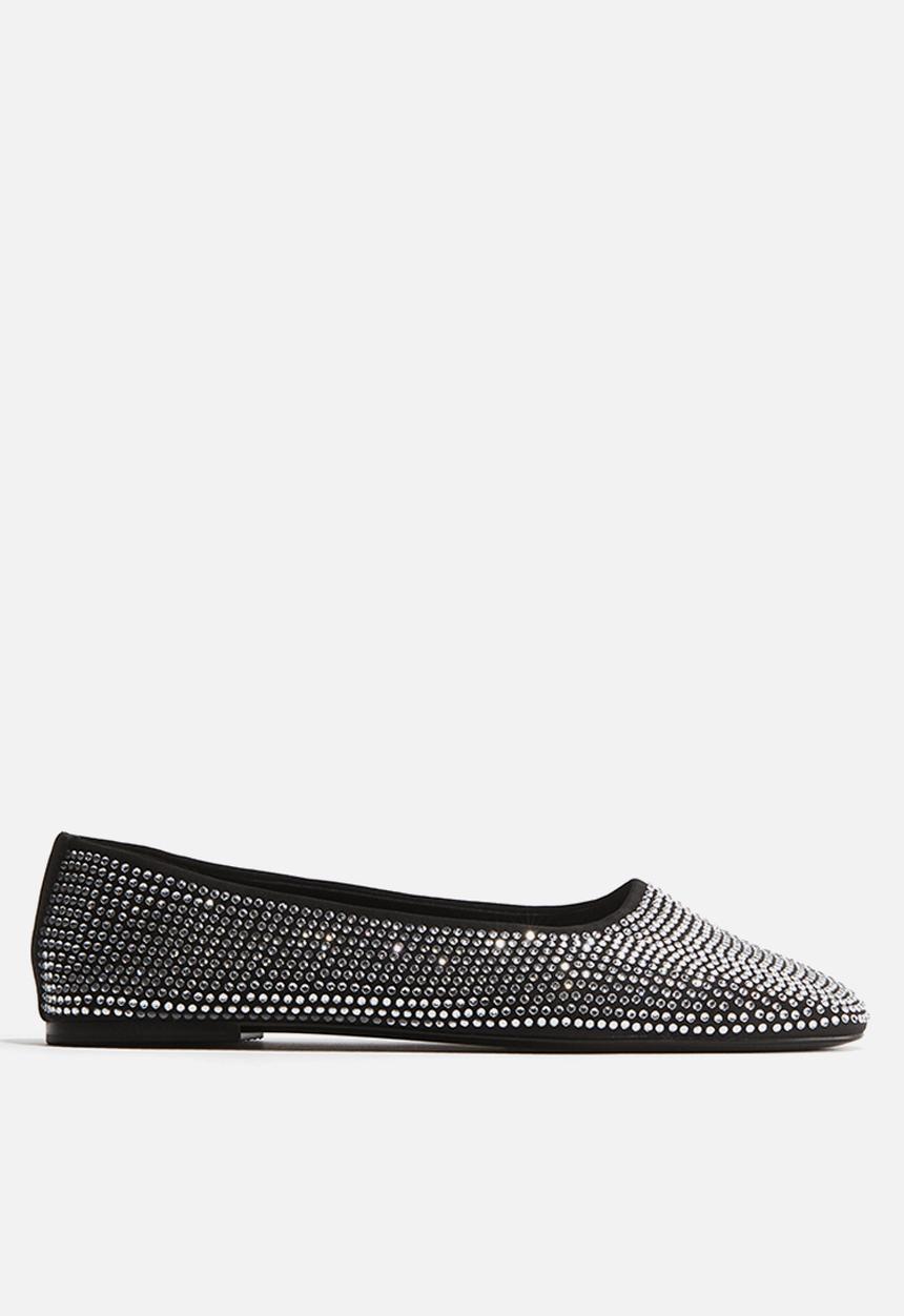 H&M - Rhinestone-embellished ballet pumps - black/silver