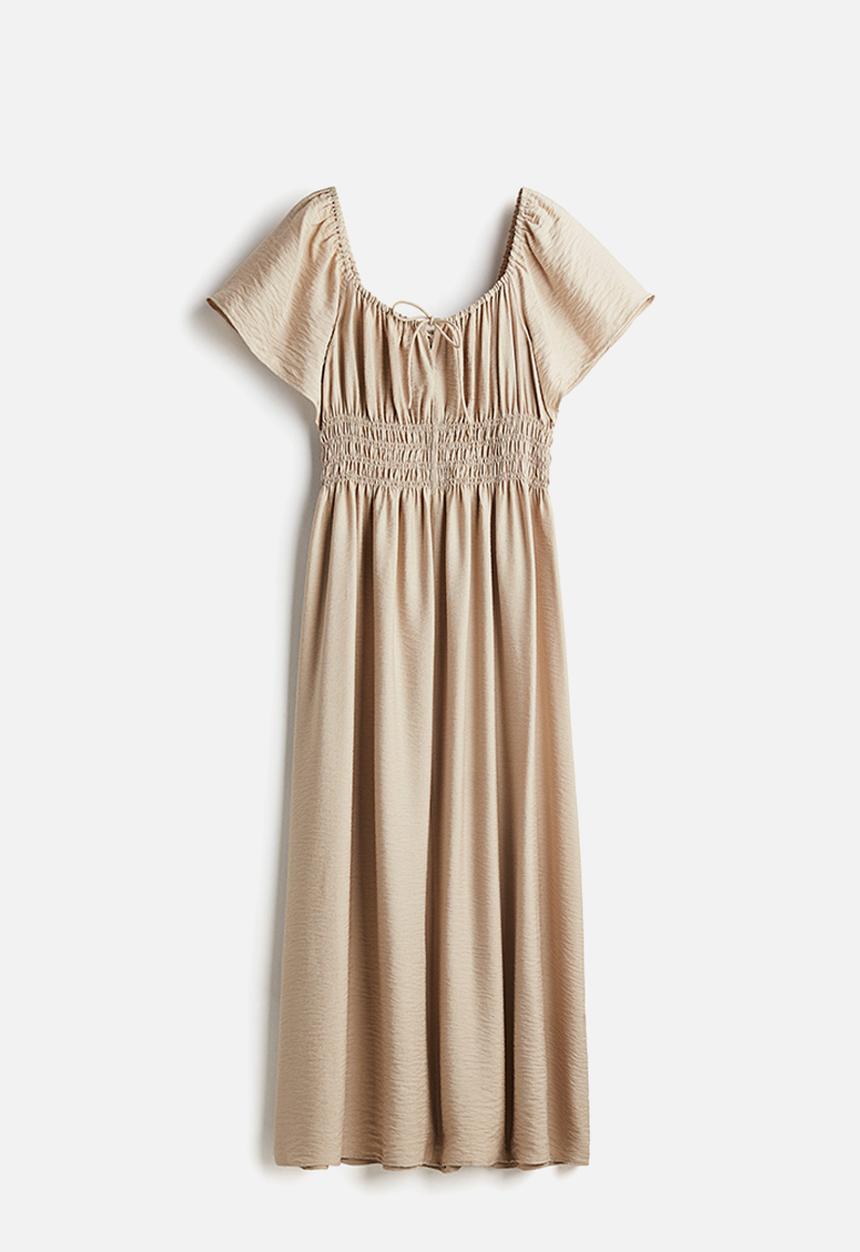 H&M - Butterfly-sleeved dress - beige