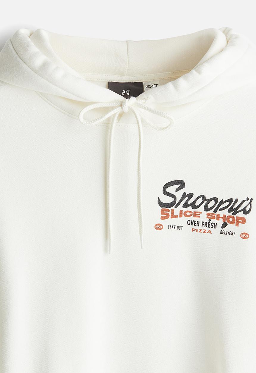 H&M - Regular fit hoodie - white snoopy