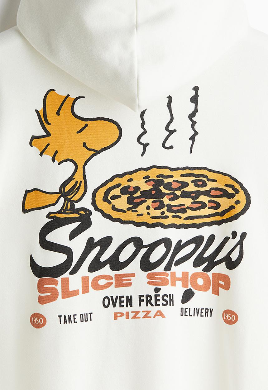 H&M - Regular fit hoodie - white snoopy