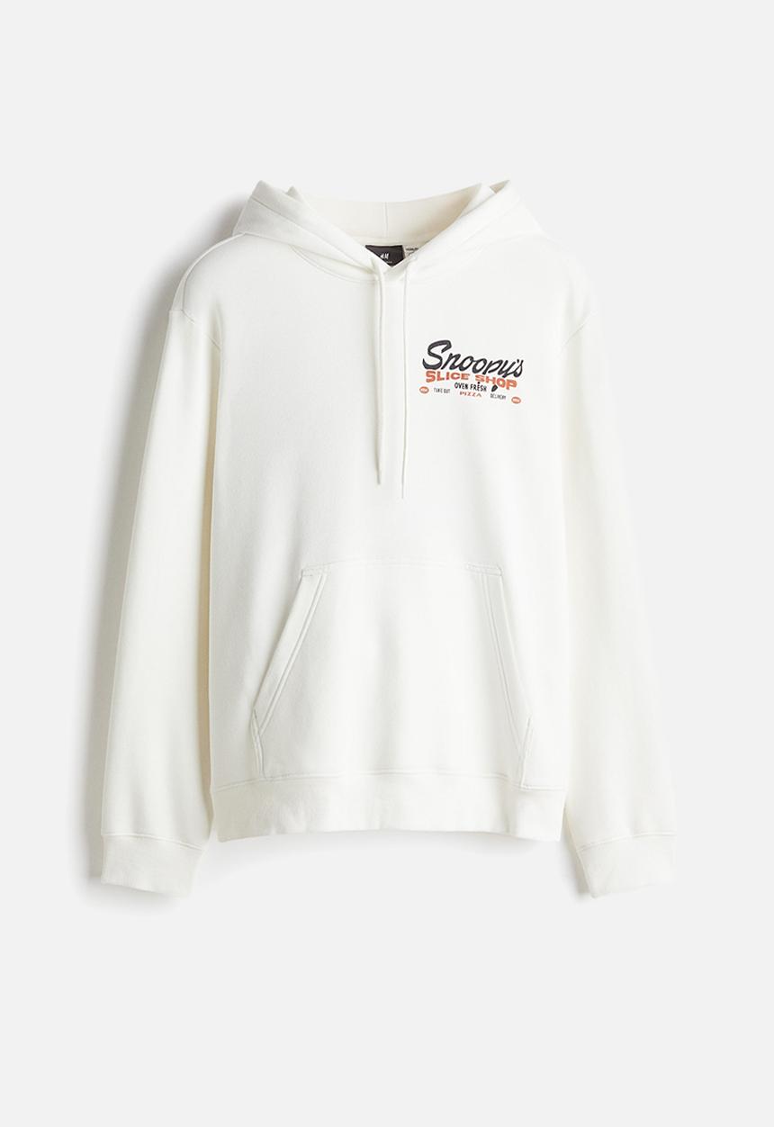H&M - Regular fit hoodie - white snoopy