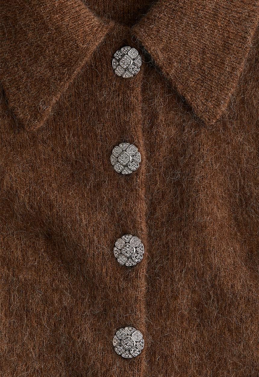 H&M - Mohair-blend collared jumper - brown
