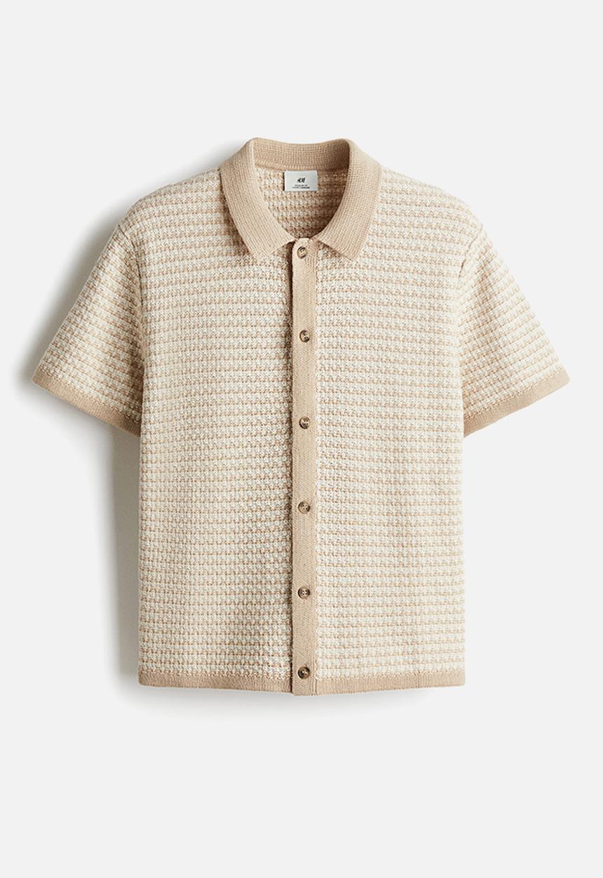 H&M - Regular fit textured-knit shirt - beige