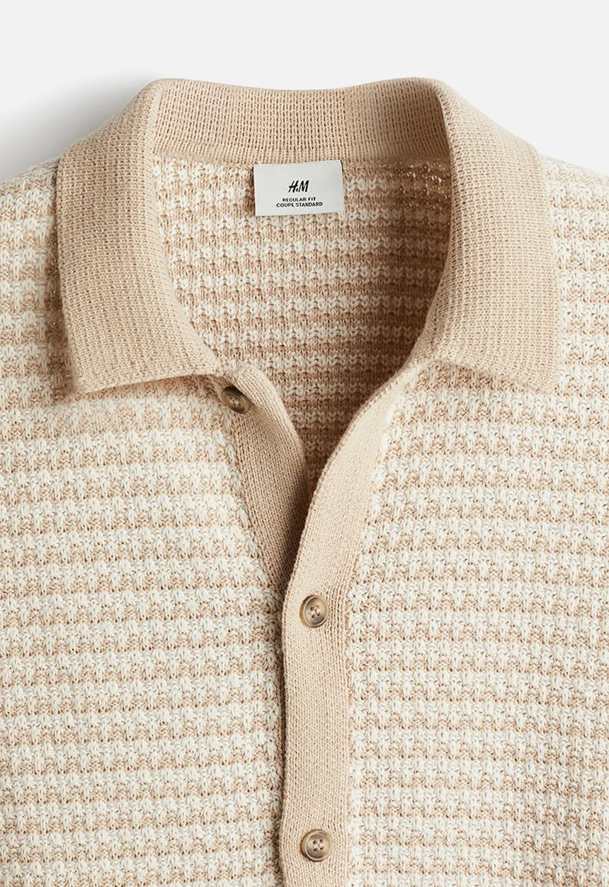 H&M - Regular fit textured-knit shirt - beige