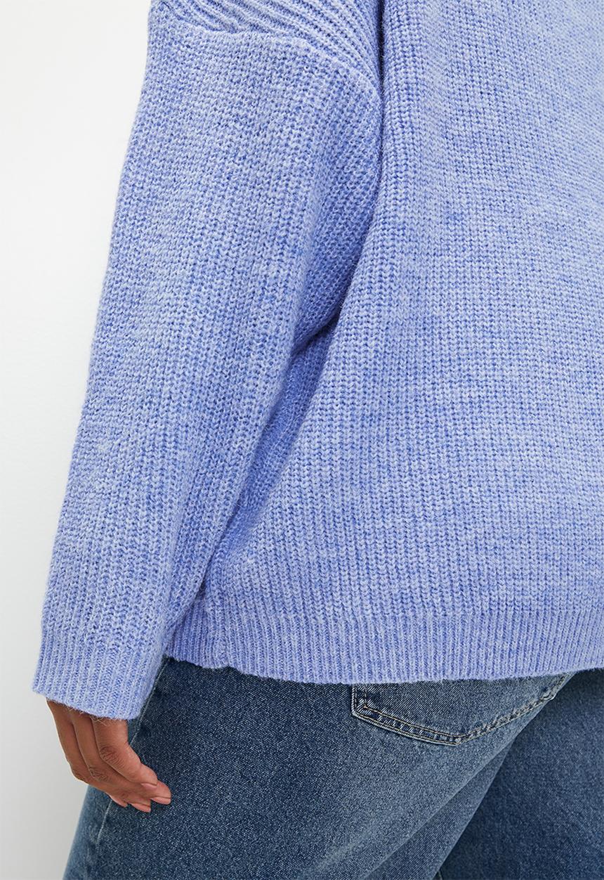 Cotton On - Plus  luxe rib boatneck off shoulder - dusk blue