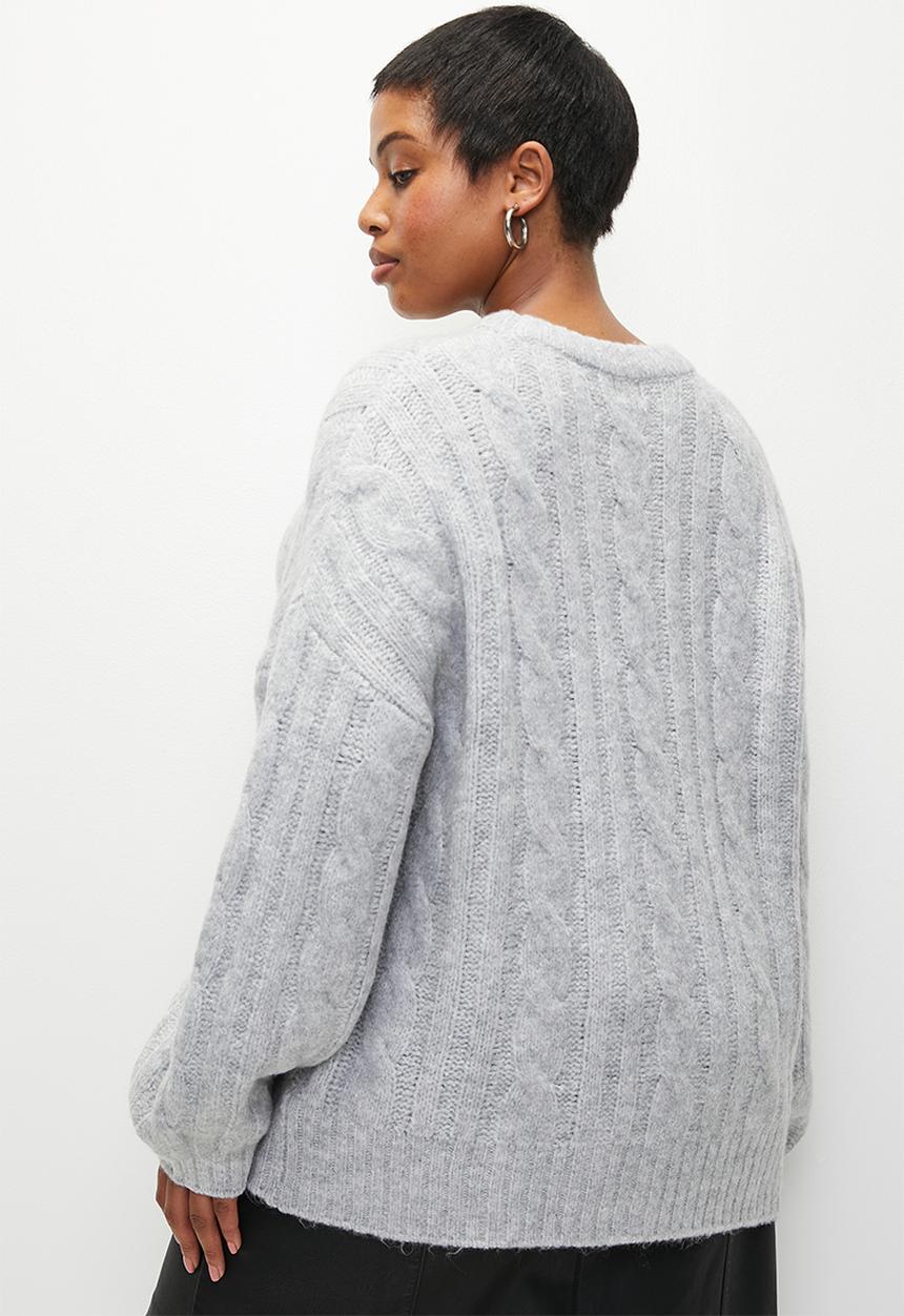 Cotton On - Plus  luxe crew pullover - grey marle cable