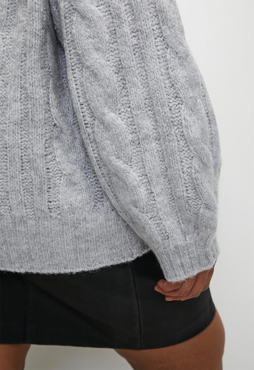 Cotton On - Plus  luxe crew pullover - grey marle cable