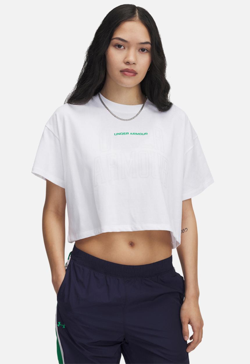 Under Armour - Ua W Varsity Mix Hw Ss Crop - white
