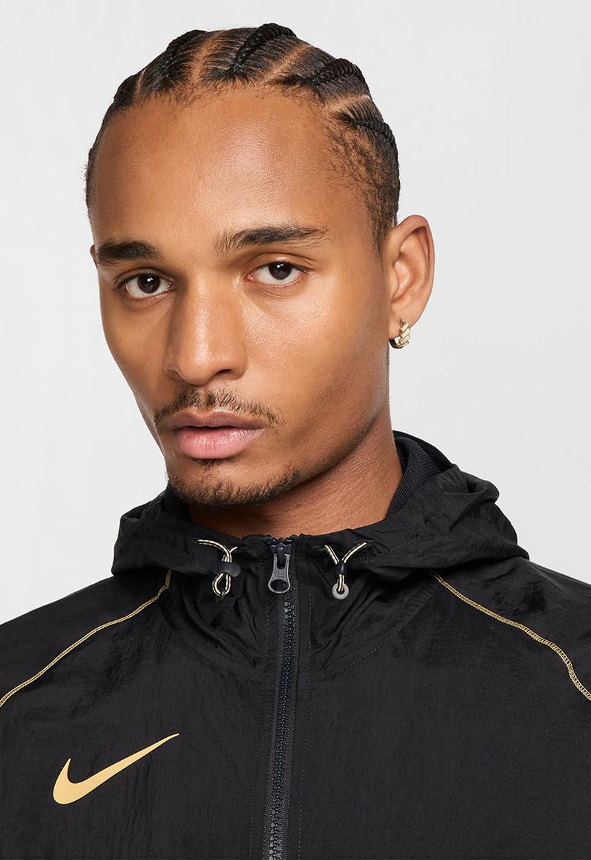 Nike -  Strike+ Water-Repellent Hooded Football Jacket- Black/Pale Ivory/Gold