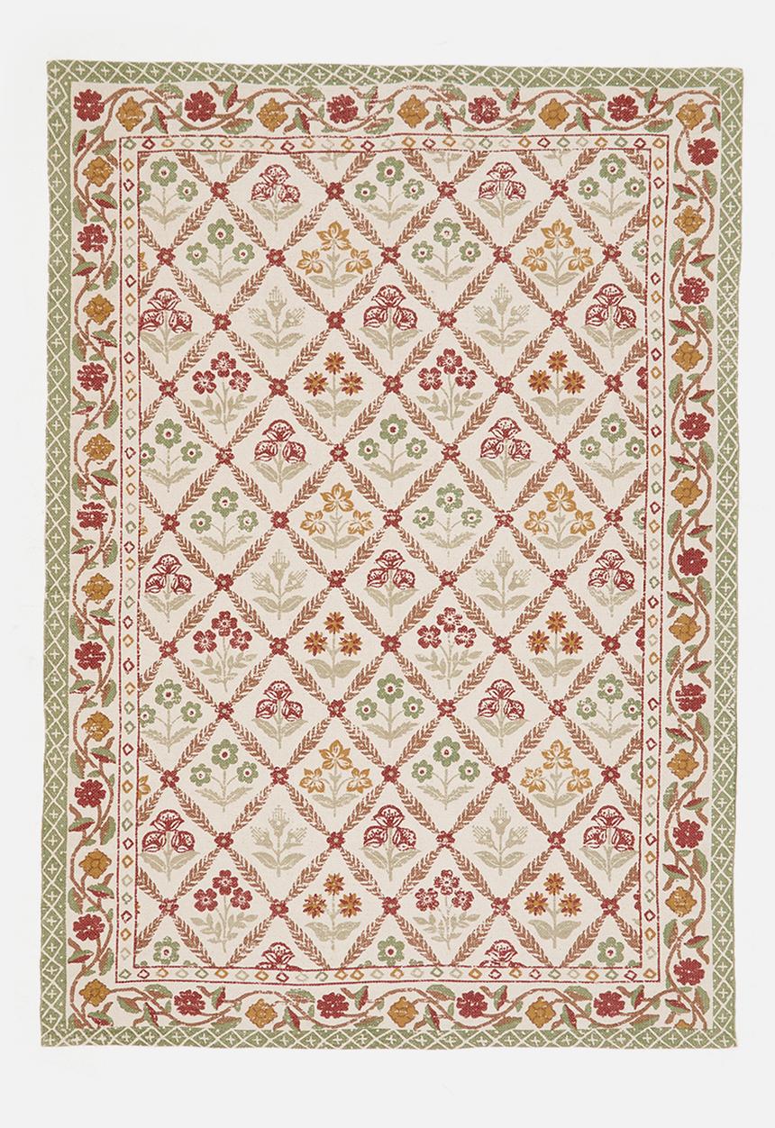 Sixth Floor - Diamond Floral Cotton Printed Rug Multi