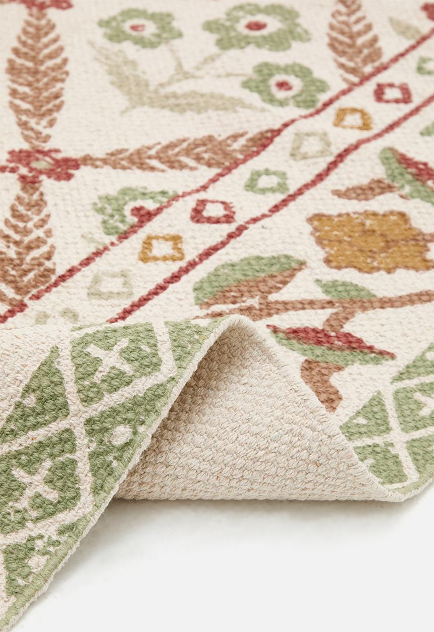 Sixth Floor - Diamond Floral Cotton Printed Rug Multi