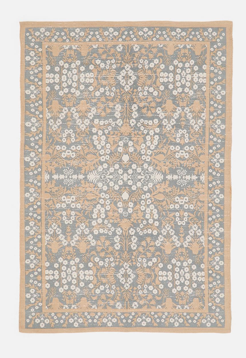Sixth Floor - Serene Floral Cotton Rug Charcoal