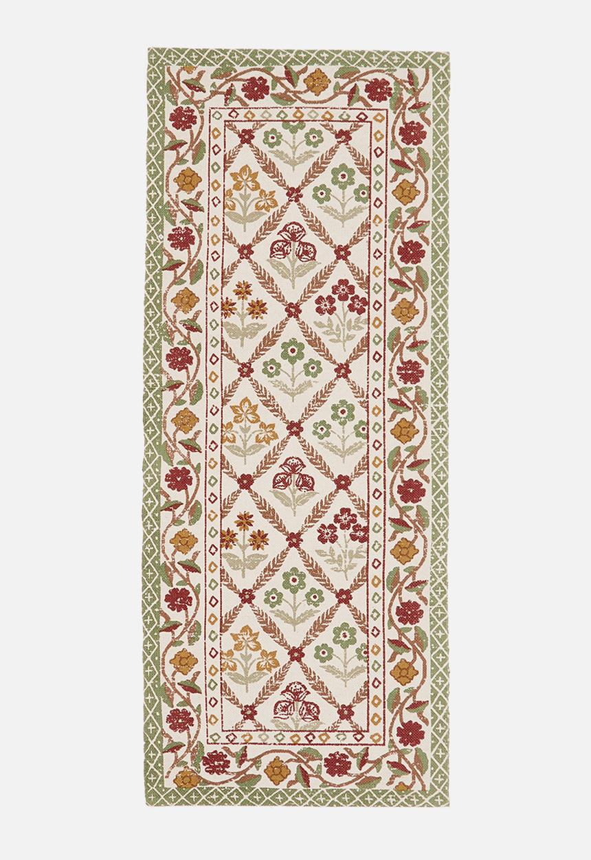Sixth Floor - Diamond Floral Cotton Printed Rug Multi