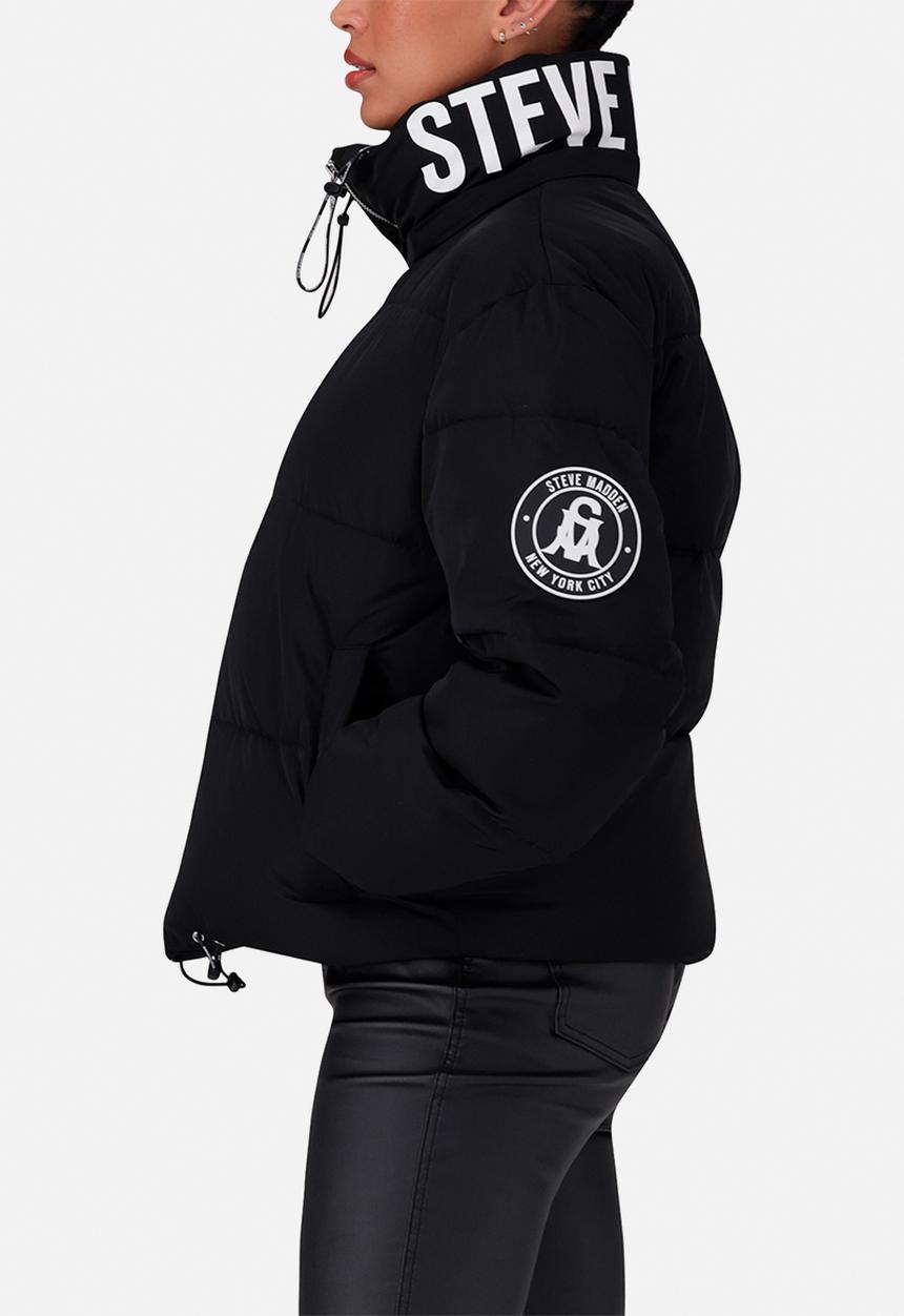 Steve Madden - Nash cropped puffer with detachable hood - black