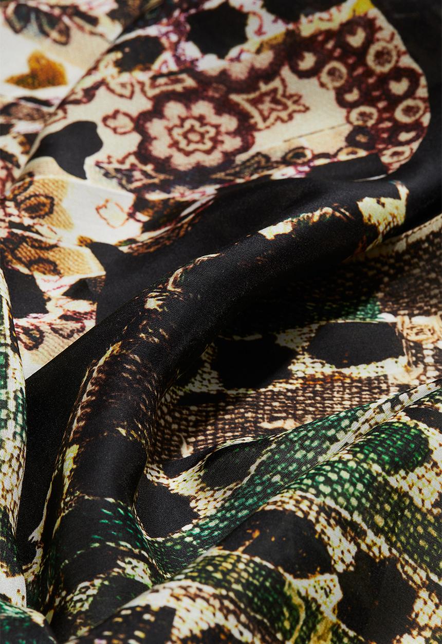 H&M - H&M Studio: Silk-blend scarf - brown/patterned 